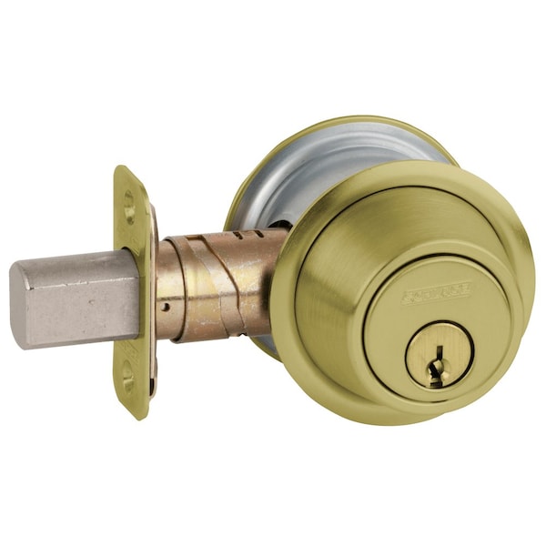 Schlage Grade 2 Classroom Deadbolt, Adjustable 2-3/8-in and 2-3/4-in Backset, Satin Brass Finish B563P 606 - main
